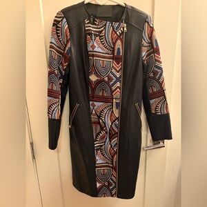 Elegant Black and Patterned Women's Leather Jacket
